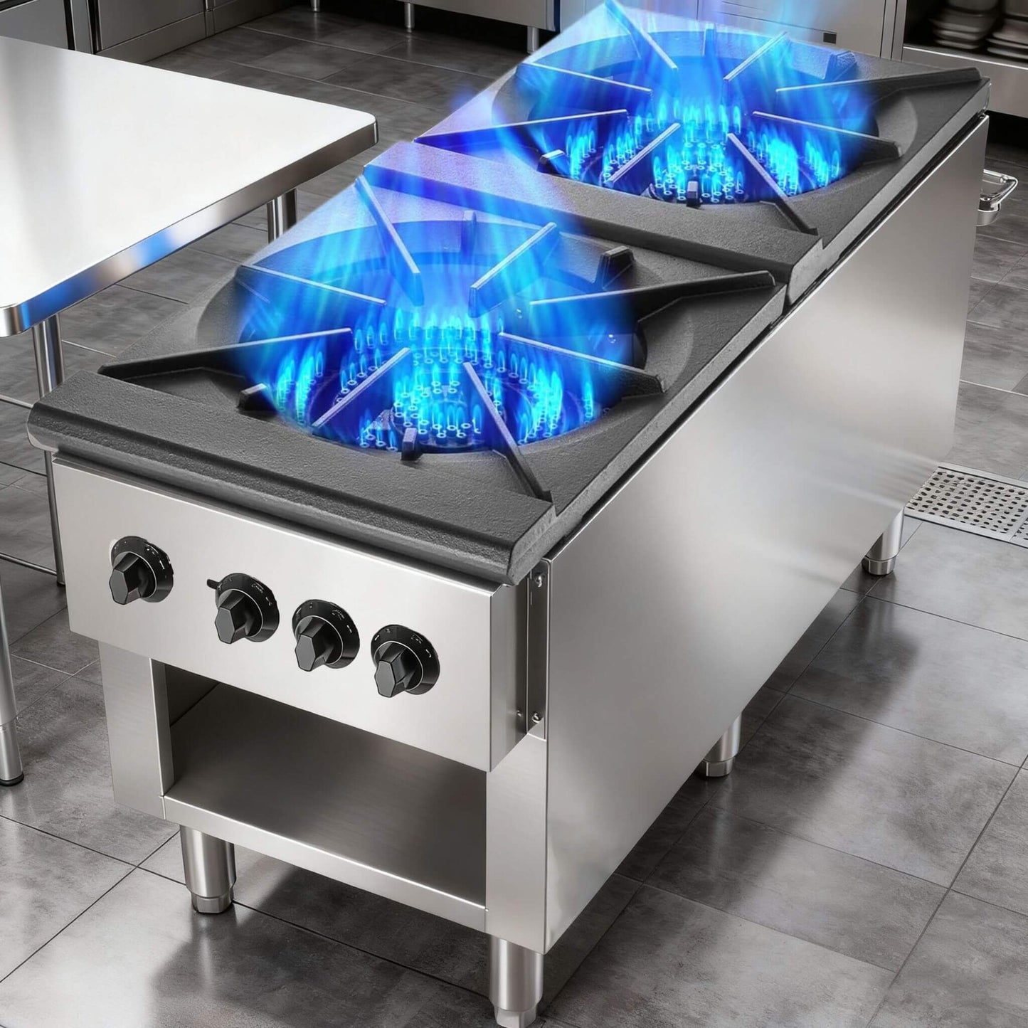 Heavy Duty 18K BTU Commercial 2-Burner Stainless Steel Gas Stove Range