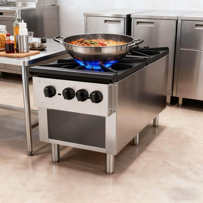 Heavy Duty 18K BTU Commercial 2-Burner Stainless Steel Gas Stove Range
