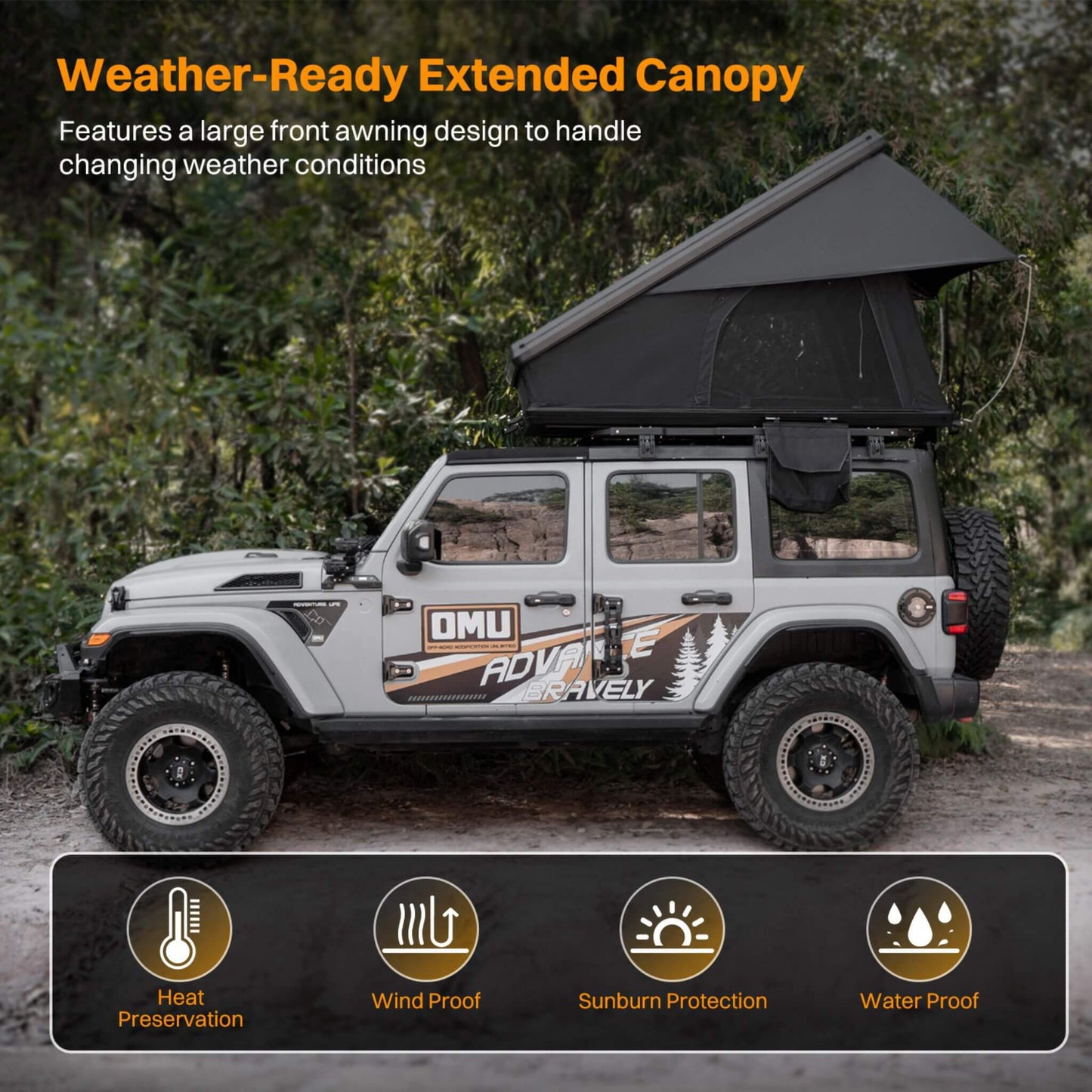 Trailora Heavy-Duty 2-3 Person Hardshell Rooftop Tent with Ladder