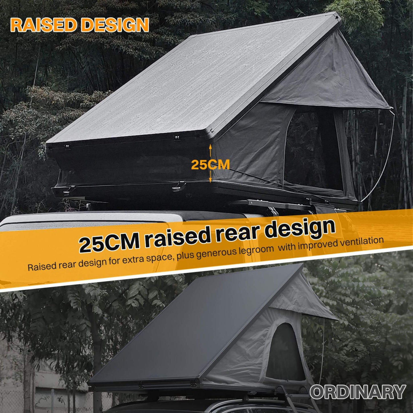 Trailora Heavy-Duty 2-3 Person Hardshell Rooftop Tent with Ladder