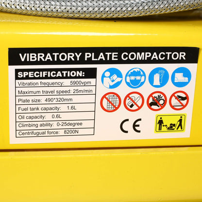 Heavy-Duty 2.5HP 79CC 8200N Gas-Powered Plate Compactor Machine