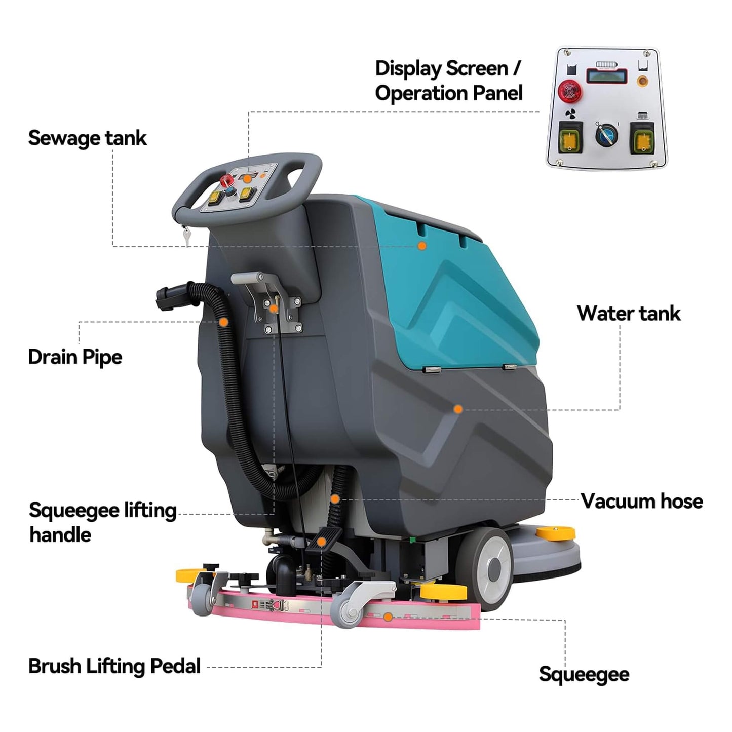 Heavy-Duty 22-Inch Industrial Walk-Behind Floor Scrubber with Squeegee Suction