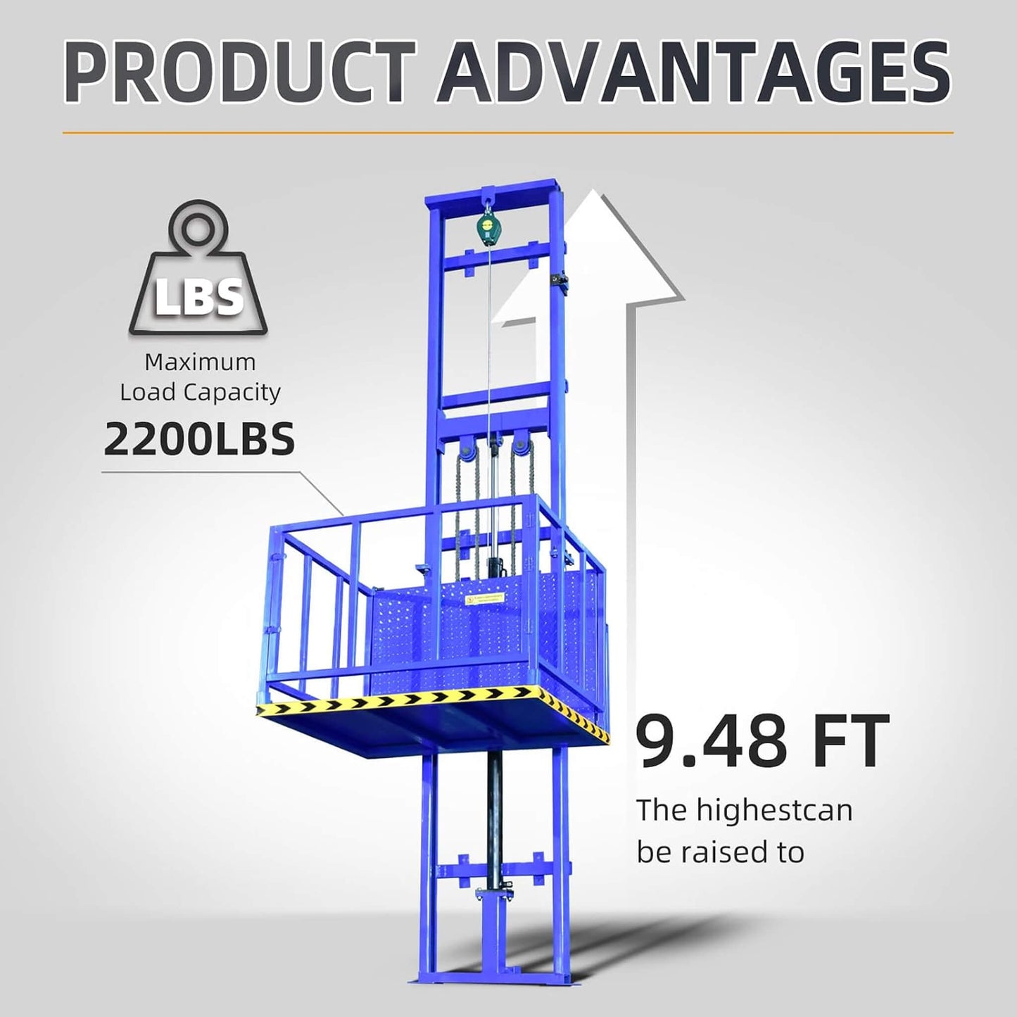 Heavy-Duty 2200 LBS Electric Hydraulic Lift Platform with Anti-Fall