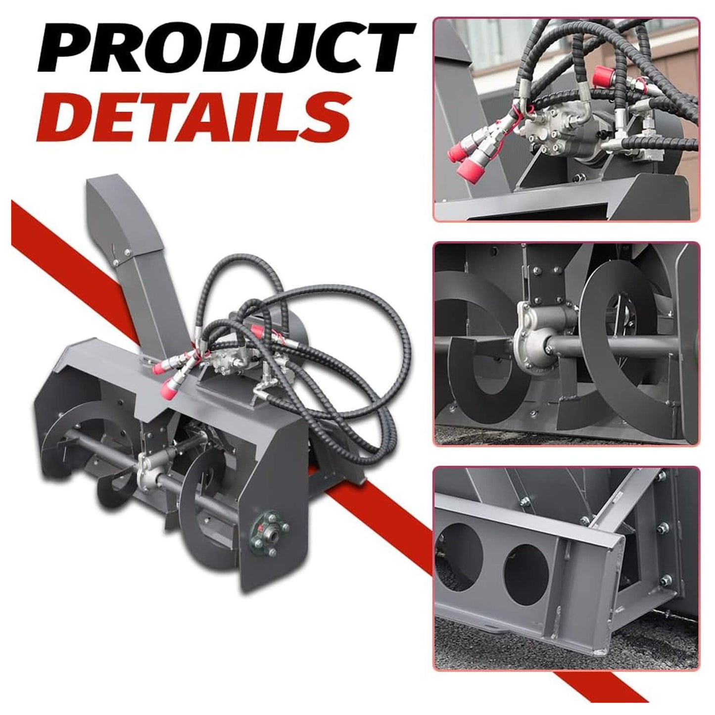 Heavy-Duty 23-Inch Skid Steer Snow Blower Attachment with Directional Chute