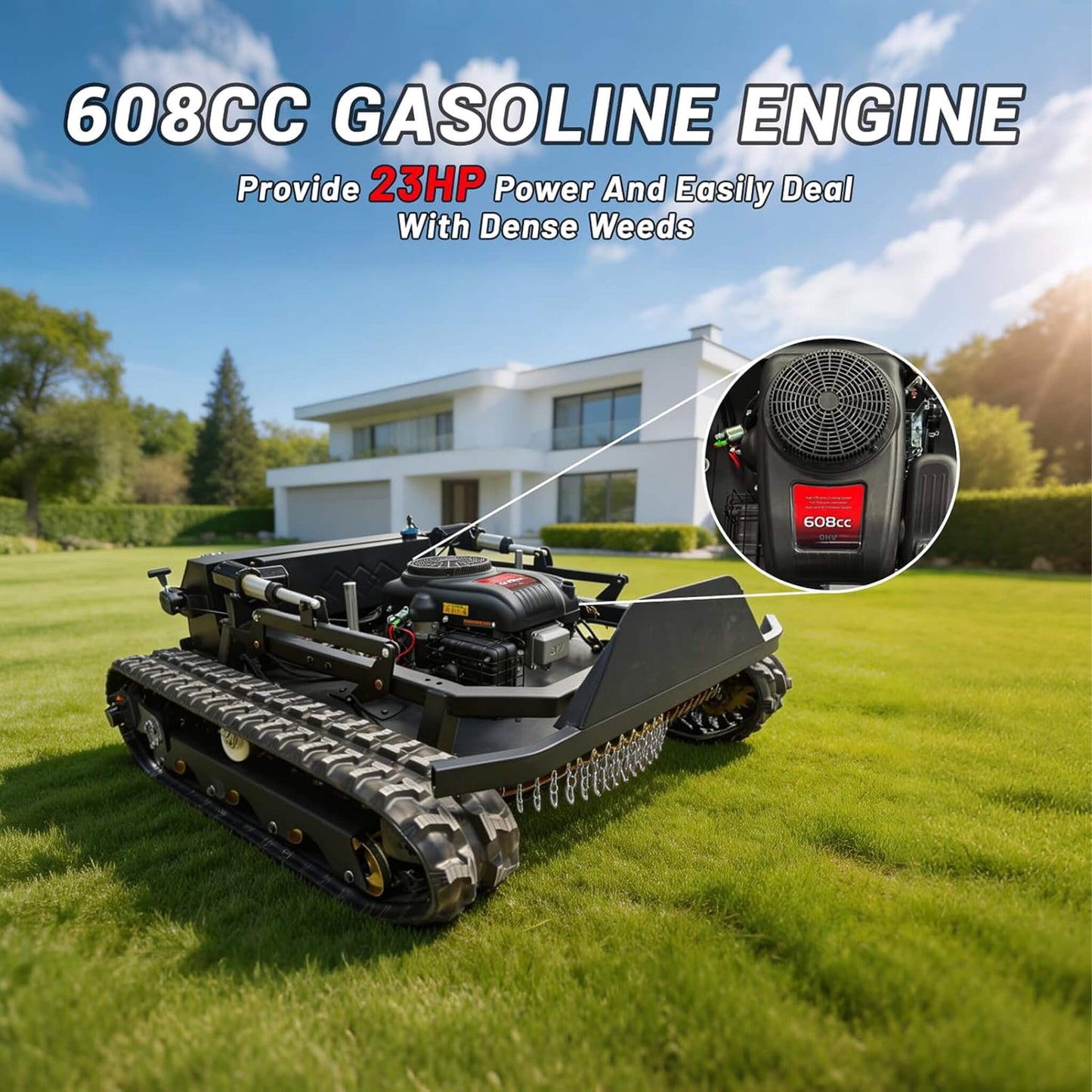 Heavy-Duty 23HP Remote-Controlled Track Mower with 35-Inch Deck