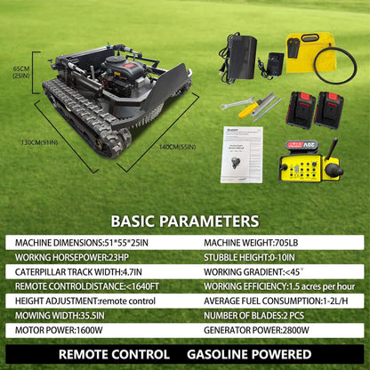 Heavy-Duty 23HP Remote-Controlled Track Mower with 35-Inch Deck