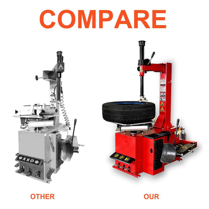 Heavy-Duty 24-Inch Industrial Semi-Automatic Tire Changer with Bead Blaster and Rim Clamp