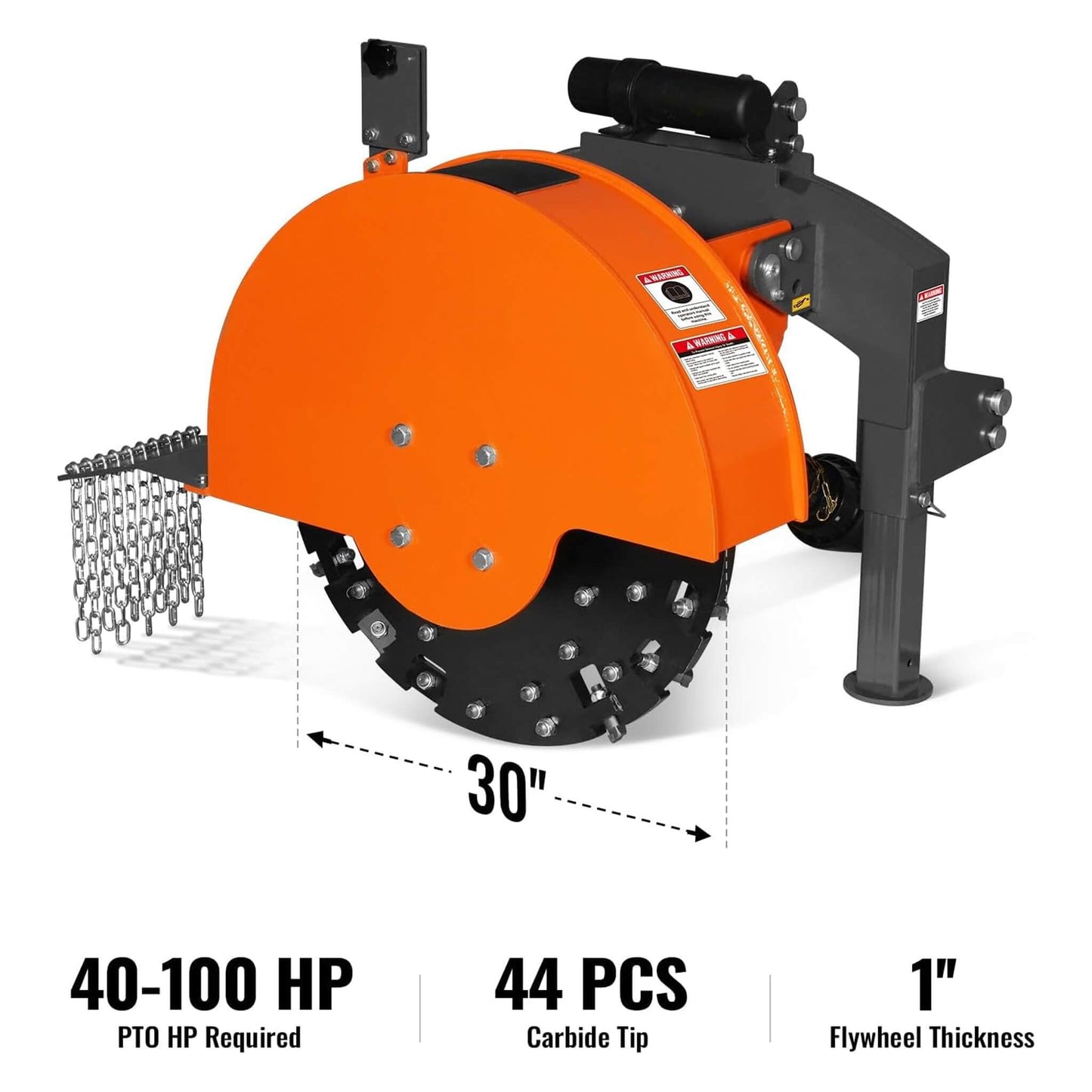 Heavy-Duty 30-Inch 3-Point PTO Stump Grinder for 40-100HP Tractors [PTO Shaft Included]