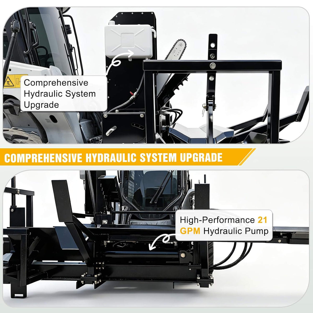 Heavy-Duty 35T All-In-One Firewood Processor and Log Lifter Skid Steer Attachment