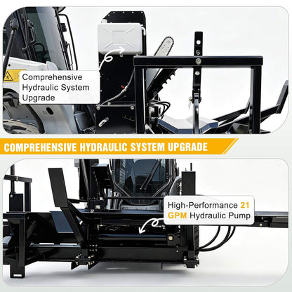 Heavy-Duty 35T All-In-One Firewood Processor and Log Lifter Skid Steer Attachment