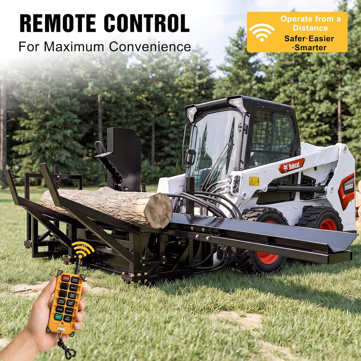 Heavy-Duty 35T All-In-One Firewood Processor and Log Lifter Skid Steer Attachment