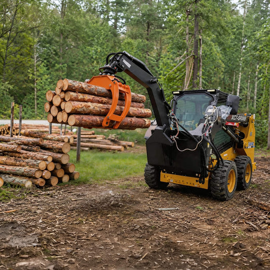 Heavy-Duty 360-Degree Rotating Log Grapple Skid Steer Attachment