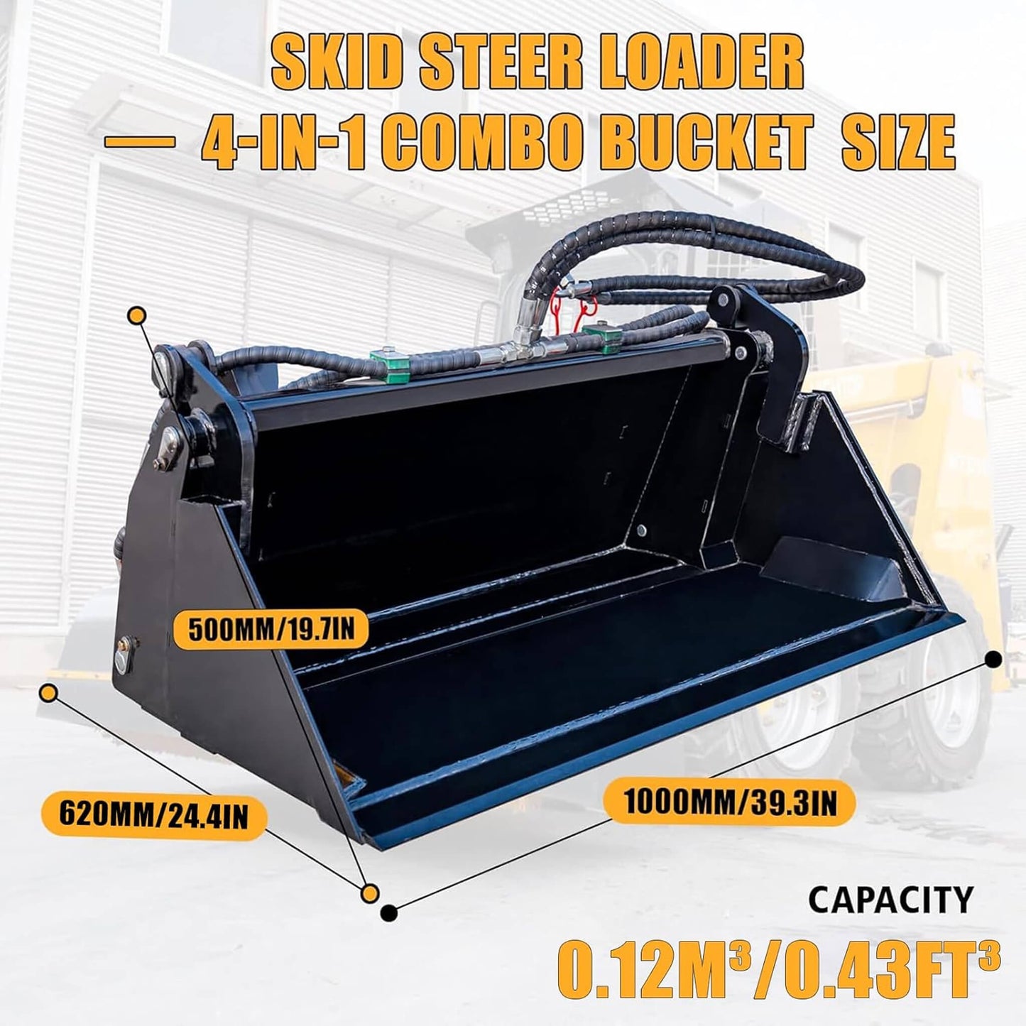 Heavy-Duty 4-In-1 Multipurpose Mini Skid Steer Bucket Combo Attachment