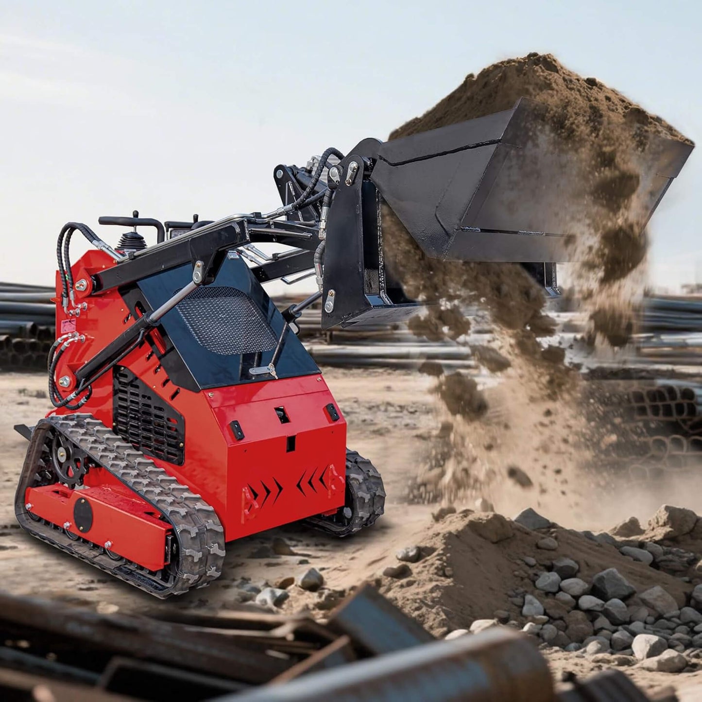 Heavy-Duty 4-In-1 Multipurpose Mini Skid Steer Bucket Combo Attachment