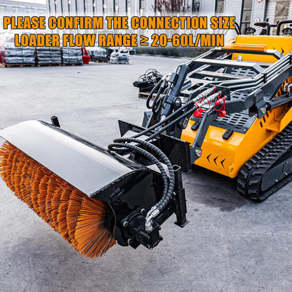 Heavy-Duty 41-Inch Hydraulic Skid Steer Broom Sweeper Attachment with Angle Tilt