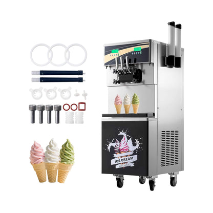 Heavy-Duty 45L/H 3-Flavor Dual Compressor Commercial Soft Serve Ice Cream Machine
