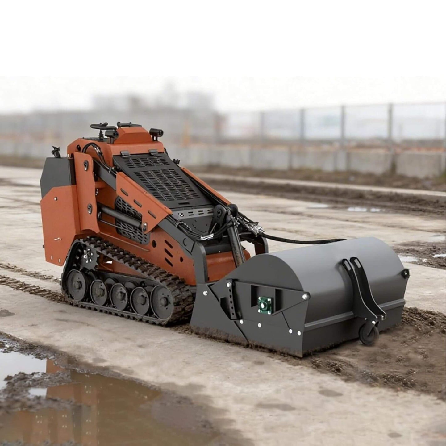 Heavy-Duty 48-Inch Mini Skid Steer Sweeper Attachment