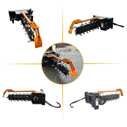 Heavy-Duty 48-Inch Skid Steer Attachment Trencher with Auger