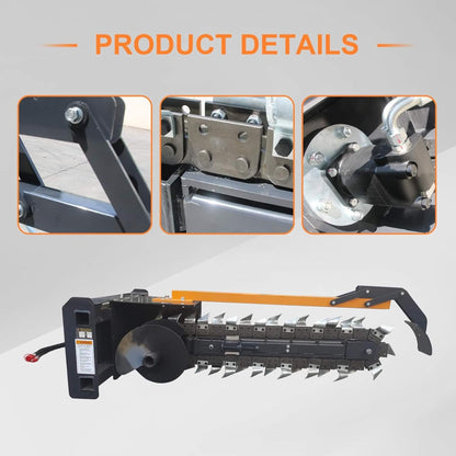 Heavy-Duty 48-Inch Skid Steer Attachment Trencher with Auger