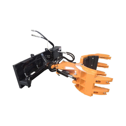Heavy-Duty 5-Finger Rotating Rock and Tree Grapple Skid Steer Attachment