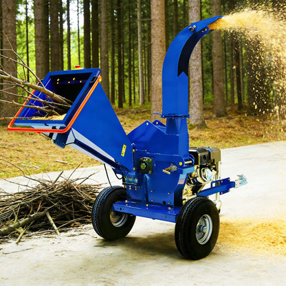 Heavy-Duty 5-Inch 15HP 420CC Gas Towable Disc Wood Chipper Shredder with Recoil Start