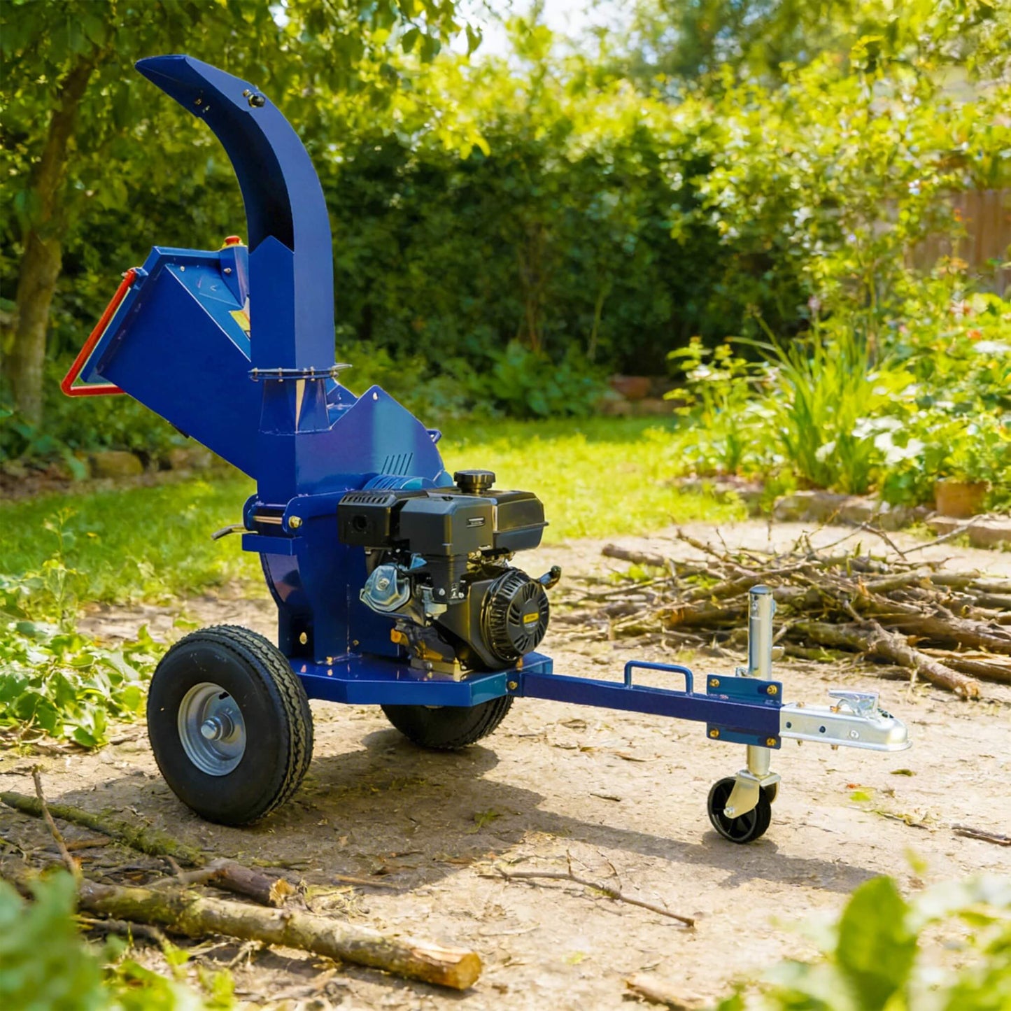 Heavy-Duty 5-Inch 15HP 420CC Gas Towable Disc Wood Chipper Shredder with Recoil Start