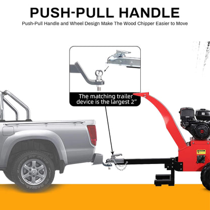 Heavy-Duty 5-Inch 420CC 15HP Towable Gas Wood Chipper Shredder Mulcher