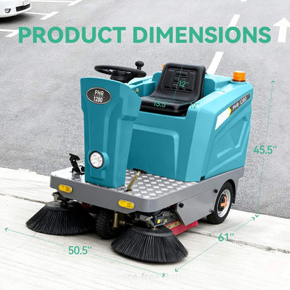 Heavy-Duty 51-Inch Electric Ride-On Floor Industrial Sweeper with Dustbin & Water Tank