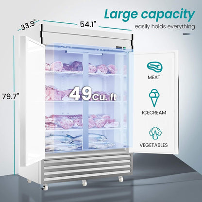 Heavy-Duty 54" 2-Door Stainless Steel Commercial Freezer With OmniSmart Temperature Control