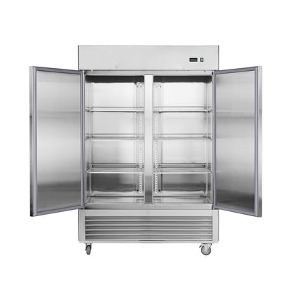 Heavy-Duty 54" Stainless Steel 2-Door Reach-In Upright Commercial Freezer