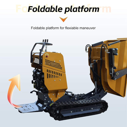 Heavy-Duty 6.5HP 1100LBS Tracked Hydraulic Dumper with Shovel