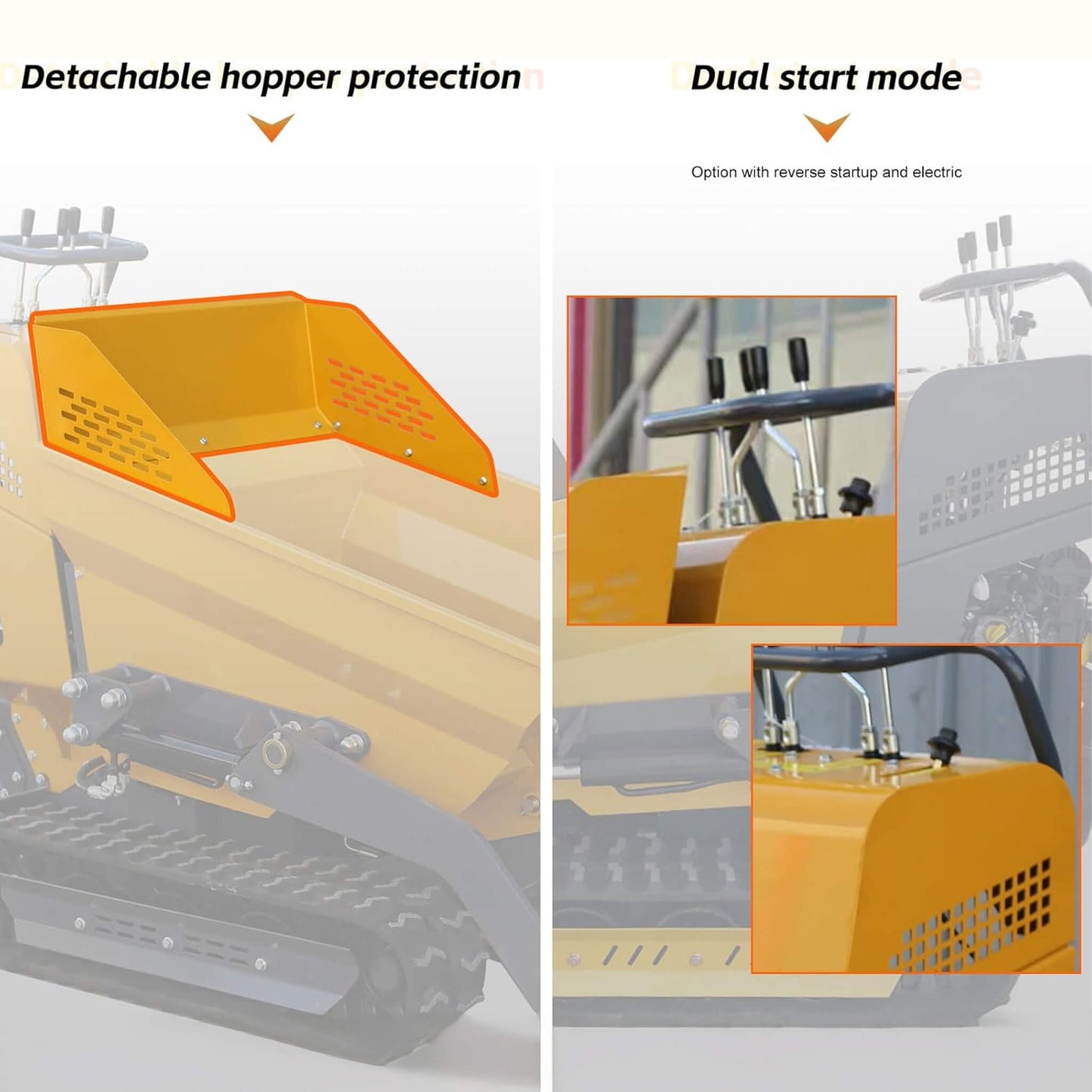 Heavy-Duty 6.5HP 1100LBS Tracked Hydraulic Dumper with Shovel