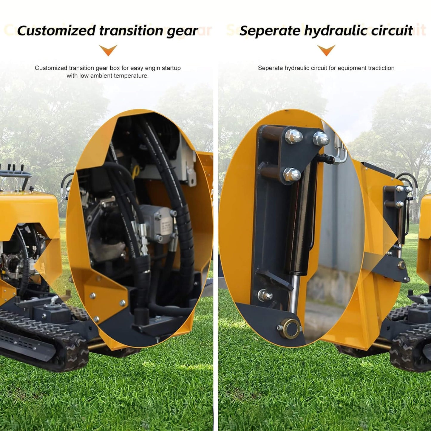 Heavy-Duty 6.5HP 1100LBS Tracked Hydraulic Dumper with Shovel