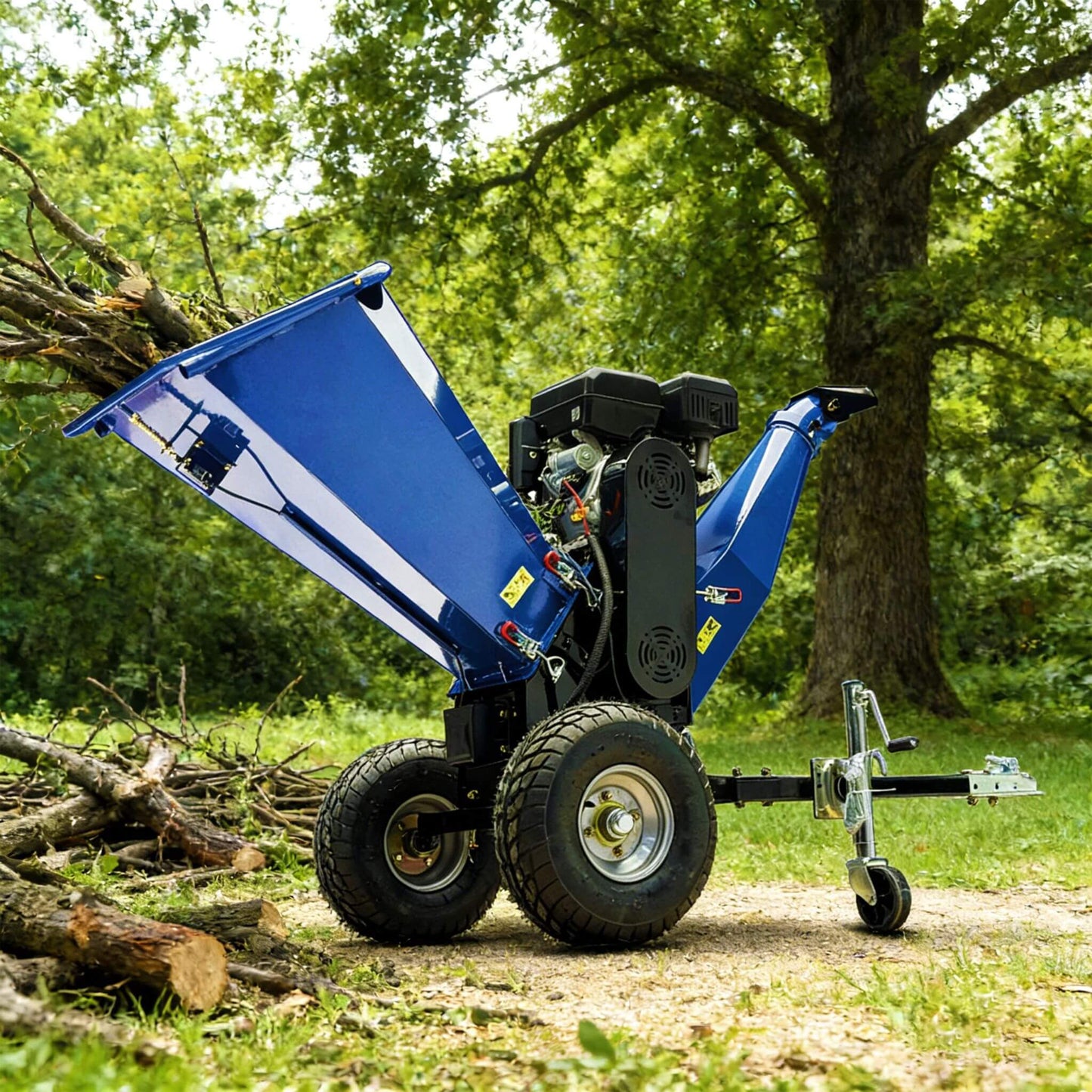 Heavy-Duty 6-Inch 15HP 420CC Towable Gas Drum Wood Chipper Shredder with Electric Start