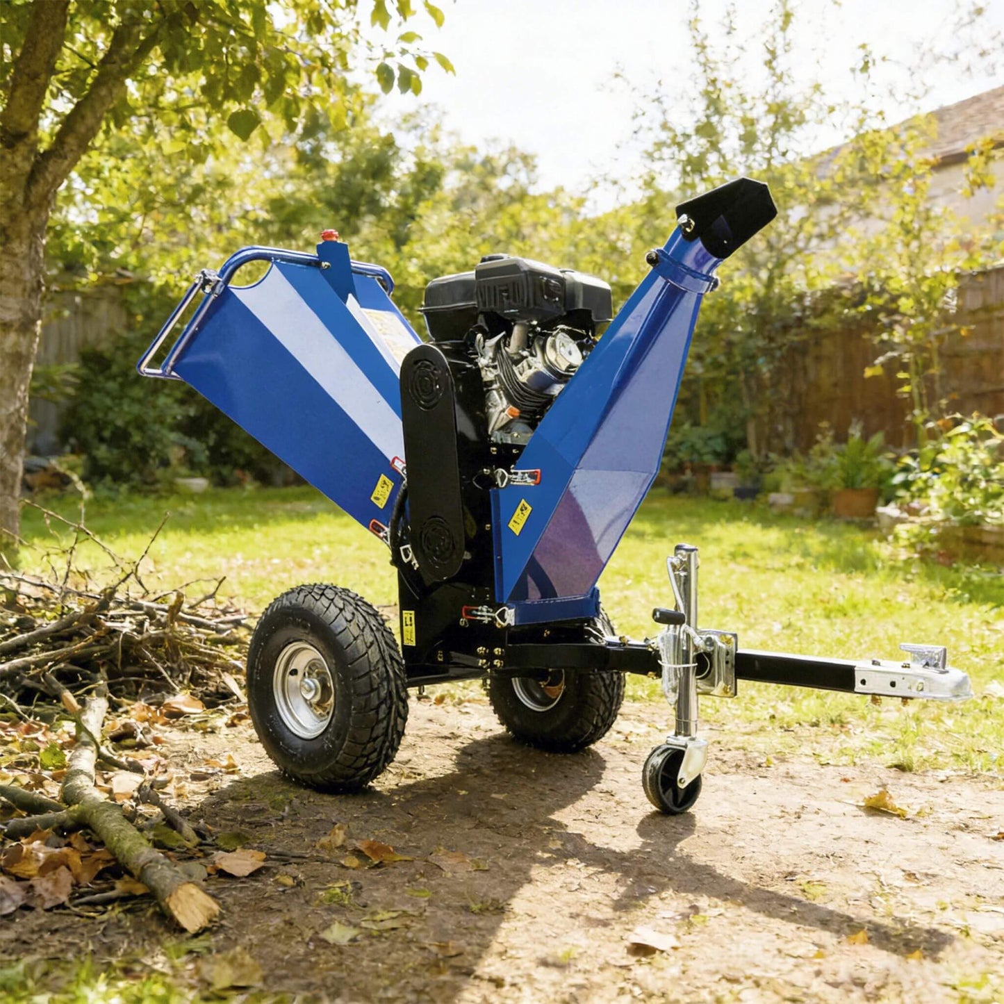 Heavy-Duty 6-Inch 15HP 420CC Towable Gas Drum Wood Chipper Shredder with Electric Start