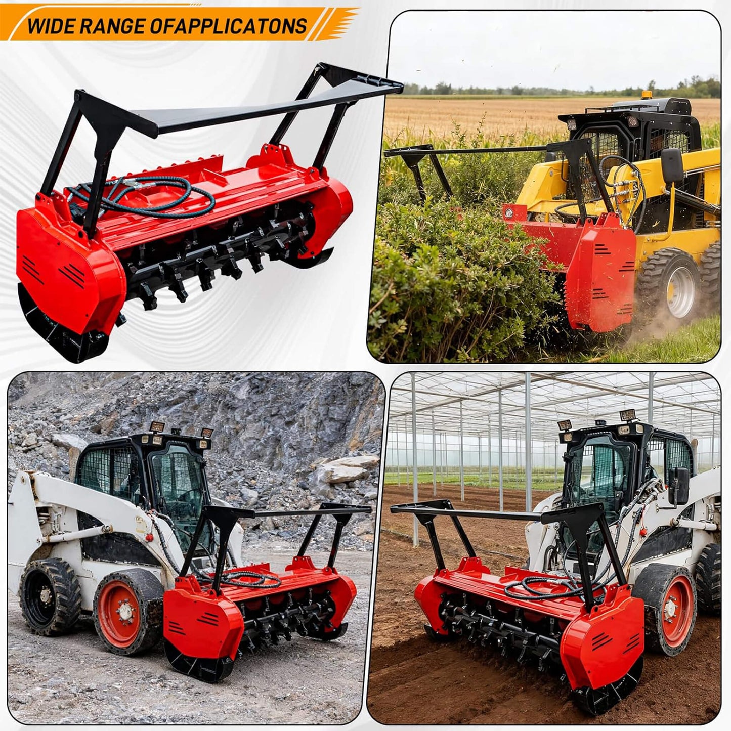 Heavy-Duty 60-Inch Hydraulic Forestry Mulcher Skid Steer Loader Attachment