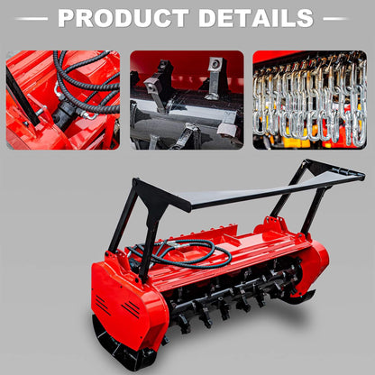 Heavy-Duty 60-Inch Hydraulic Forestry Mulcher Skid Steer Loader Attachment