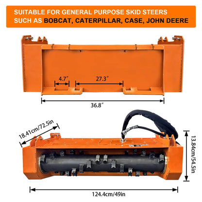 Heavy-Duty 60-Inch Hydraulic Skid Steer Loader Forestry Mulcher Attachment