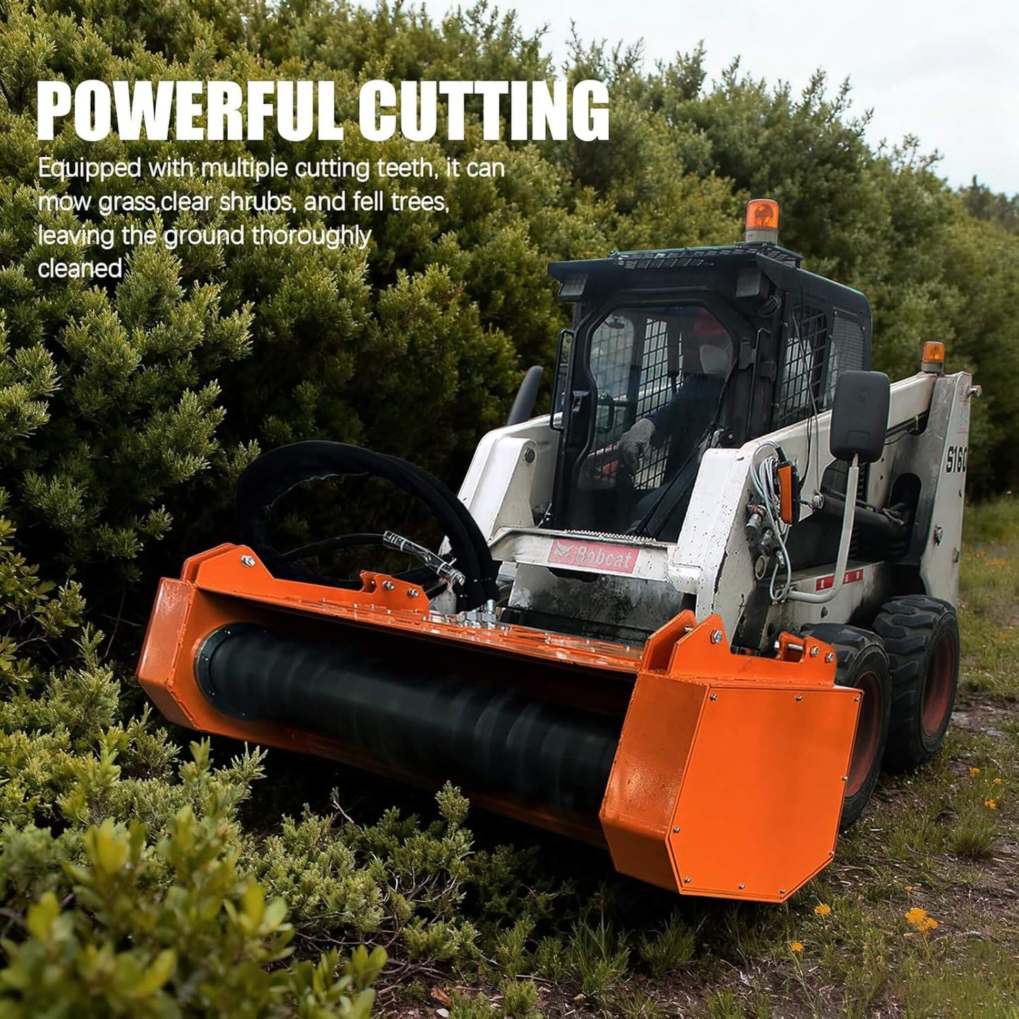 Heavy-Duty 60-Inch Hydraulic Skid Steer Loader Forestry Mulcher Attachment