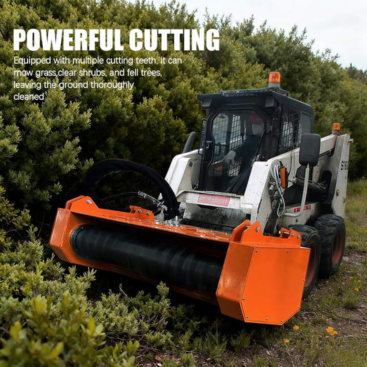 Heavy-Duty 60-Inch Hydraulic Skid Steer Loader Forestry Mulcher Attachment