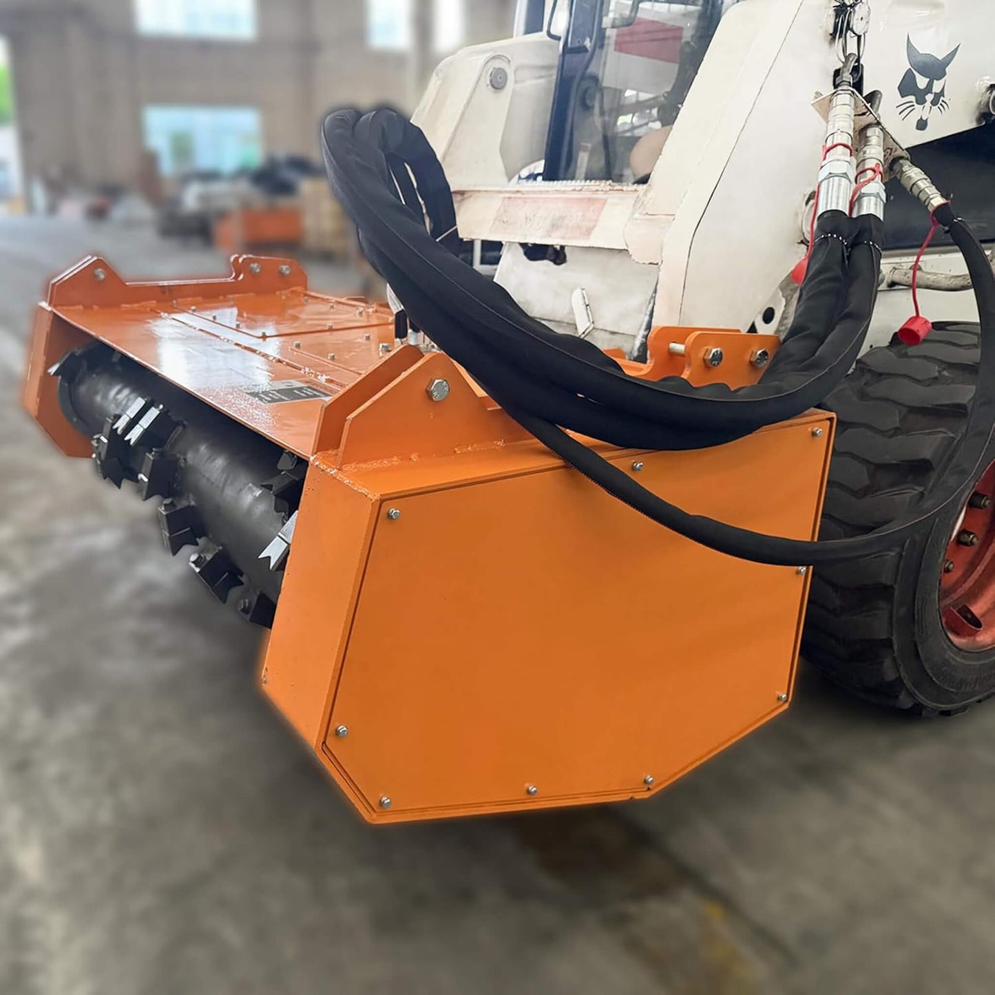 Heavy-Duty 60-Inch Hydraulic Skid Steer Loader Forestry Mulcher Attachment