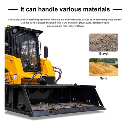 Heavy-Duty 60-Inch Topsoil Screening Skid Steer Bucket Attachment