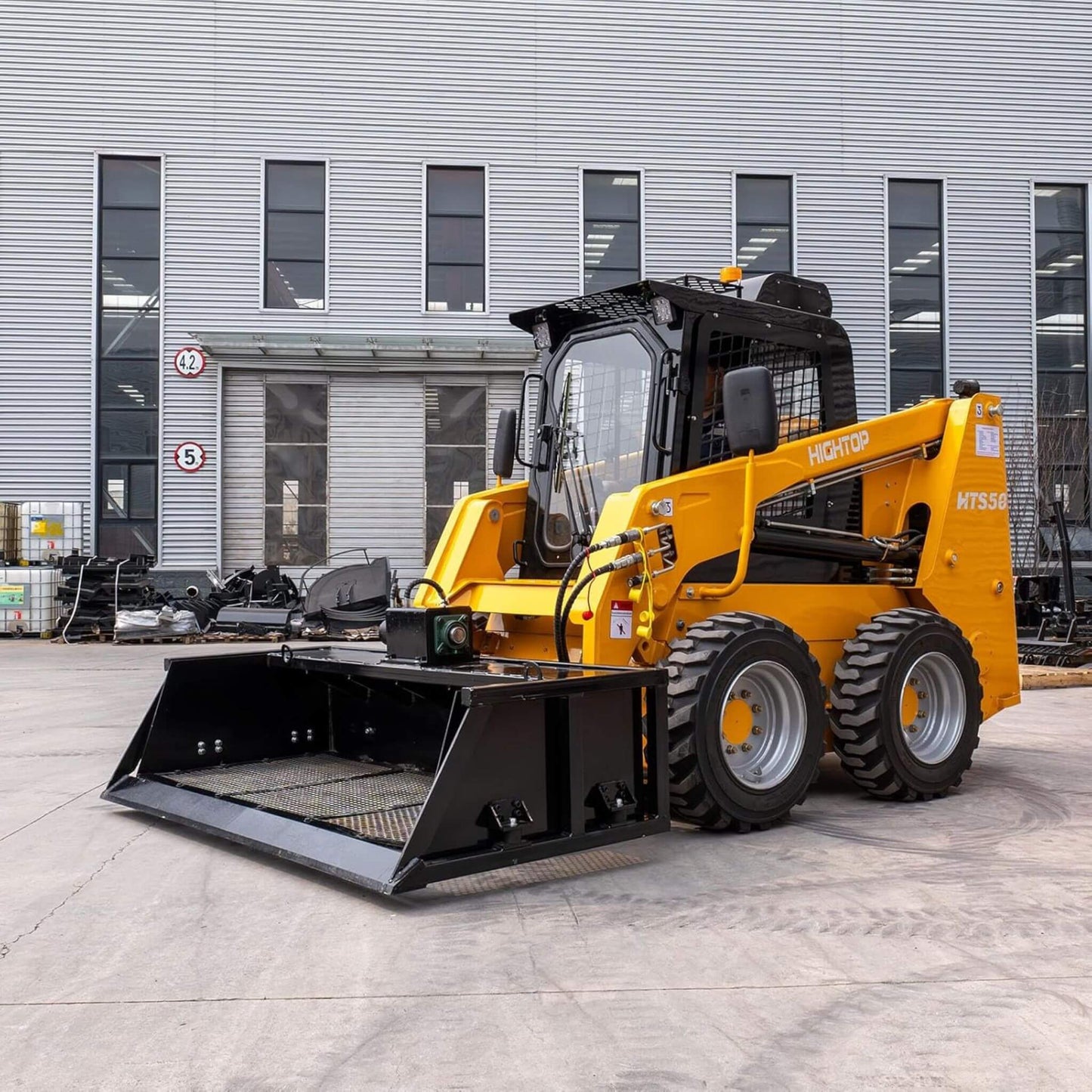 Heavy-Duty 60-Inch Topsoil Screening Skid Steer Bucket Attachment