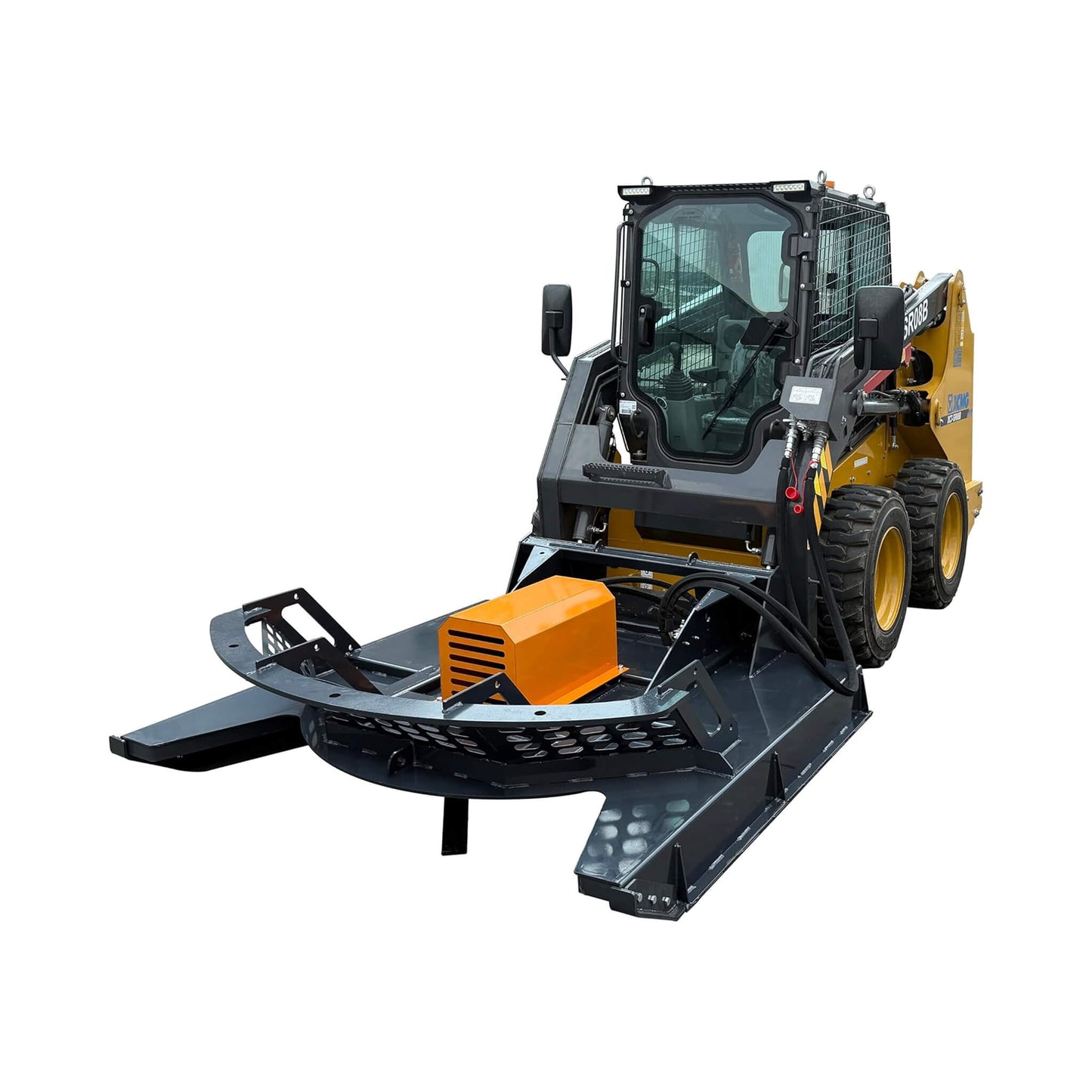 Heavy-Duty 66-Inch Open Front Deck Skid Steer Brush Cutter Attachment with 3 Steel Blades