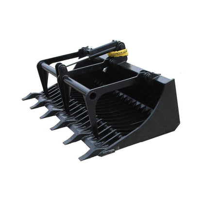 Heavy-Duty 66-Inch Rock Grapple Bucket Tractor Attachment with Tongs
