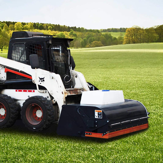 Heavy-Duty 72-Inch Hydraulic Drive Broom Sweeper Skid Steer Attachment with Water Tank