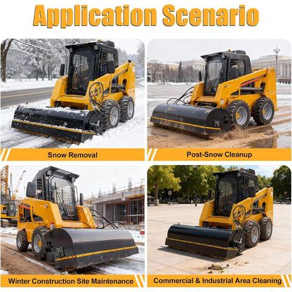 Heavy-Duty 72-Inch Industrial Skid Steer Sweeper Attachment