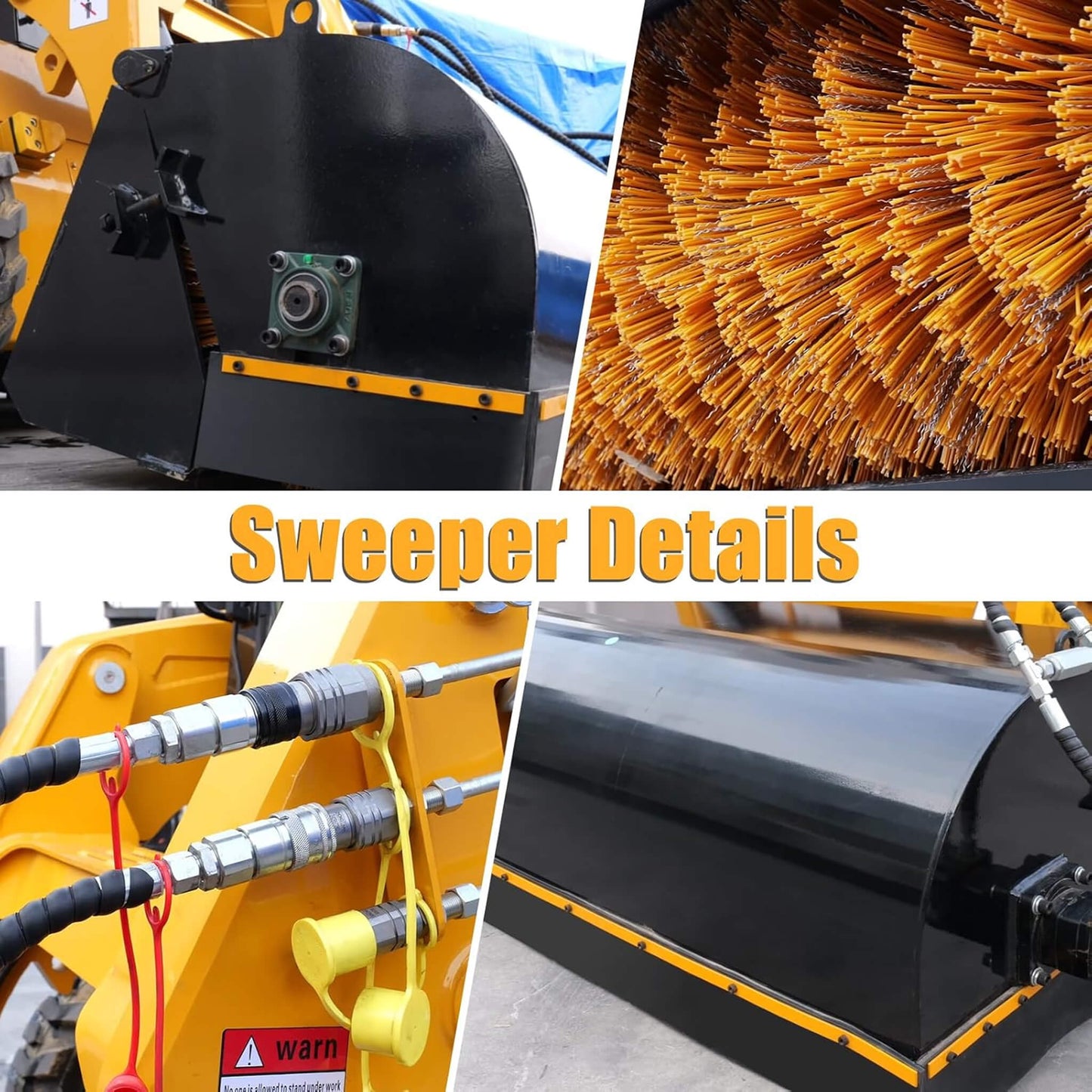 Heavy-Duty 72-Inch Industrial Skid Steer Sweeper Attachment