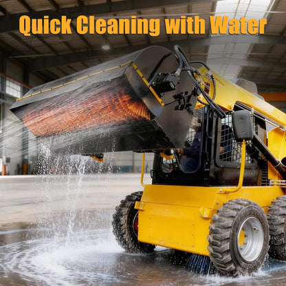 Heavy-Duty 72-Inch Industrial Skid Steer Sweeper Attachment