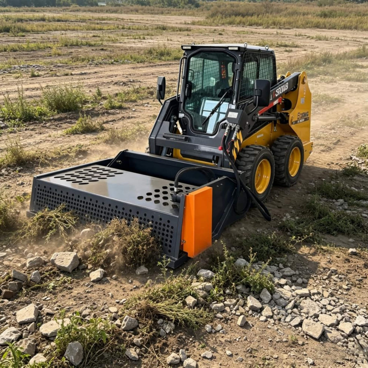 Heavy-Duty 72-Inch Landscape Rake Skid Steer Attachment